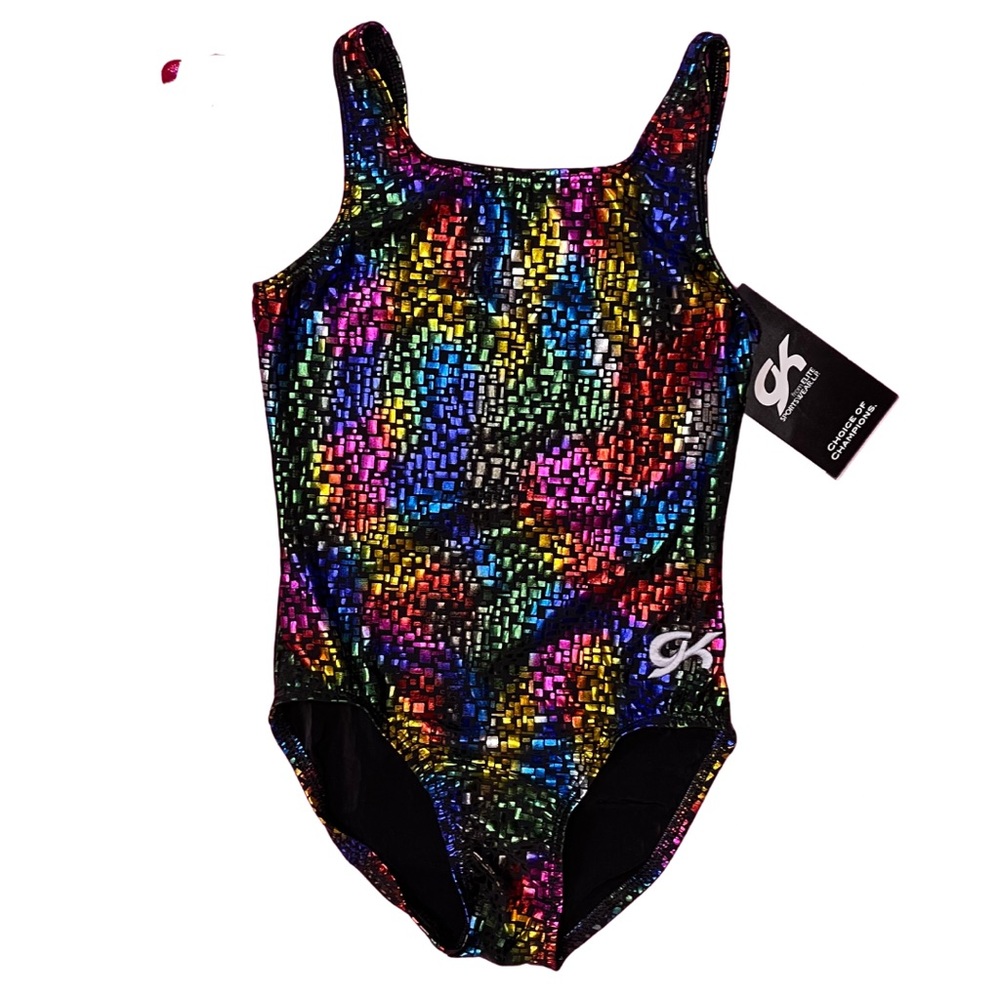 GK gymnastics multicolor leotard sz adult med